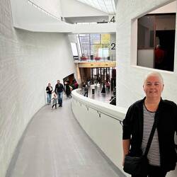 The ramp leading up to the exhibition spaces, there are four levels for exhibits