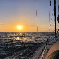 Sun sets in the west while we are heading west