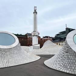 The museum is located below ground - these structures provide some natural light and look cool