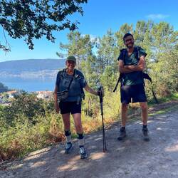 I'm a real fashionista with my compression sleeves and 2 socks! Silly German pilgrim says hello too