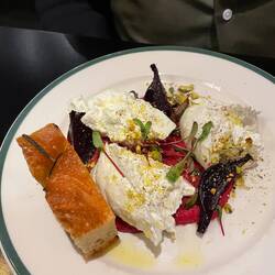 Burrata with beetroot and hazelnuts