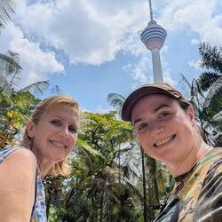 Rest stop infront of radio tower