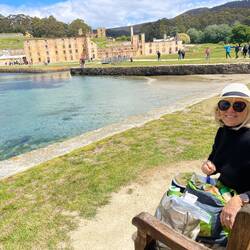Preparing a Lamb Roast lunch at Port Arthur