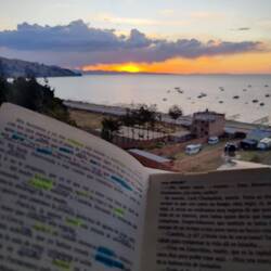 Immerhin hat Tanja hier Zeit zum Lesen, mit wunderschönen Sonnenuntergängen im Hintergrund