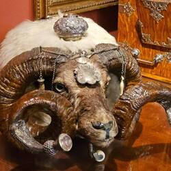 Belier renfermant dans ses cornes du tabac à sniffer