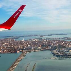 Anflug zum Flughafen Venedig. Immer wieder eindrucksvoll.