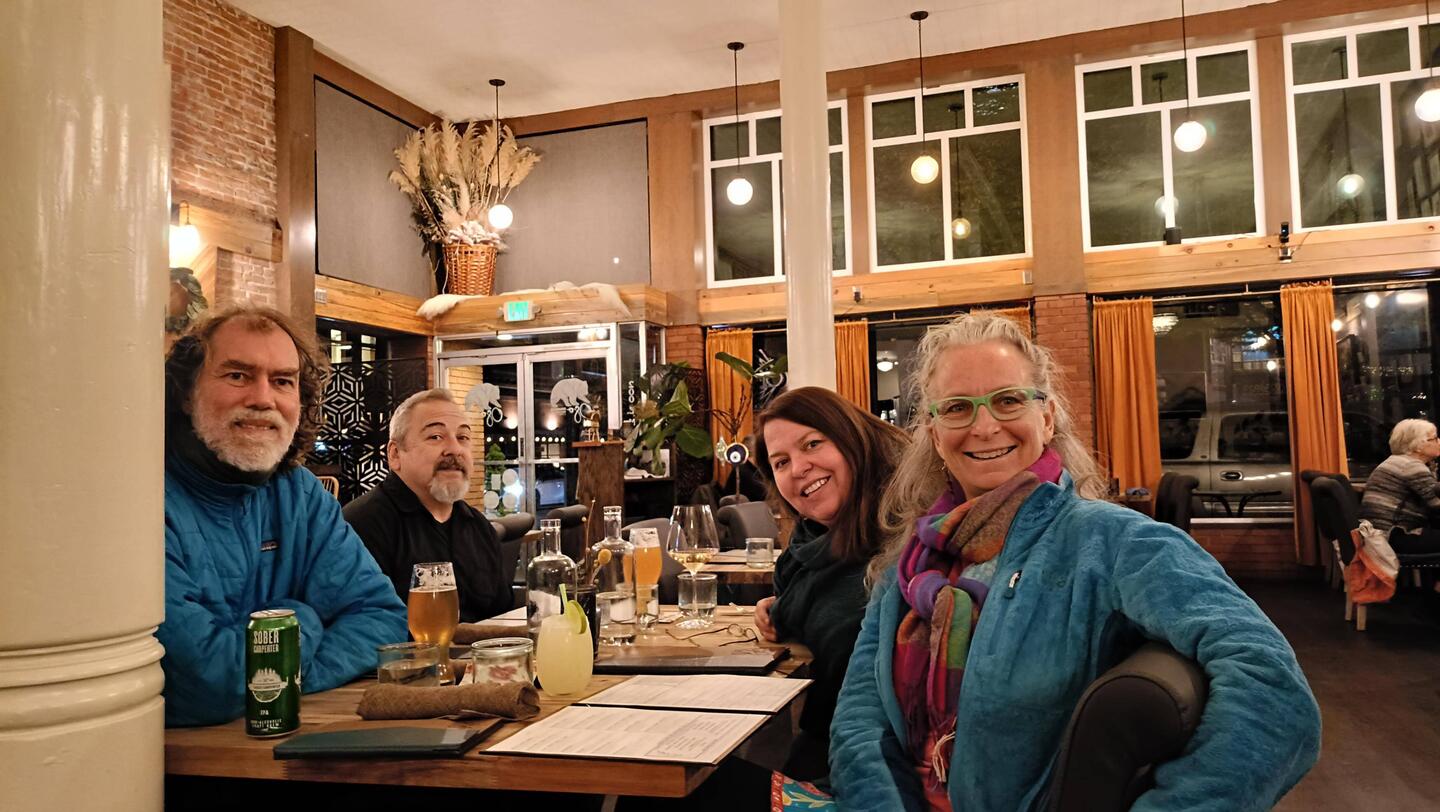 Celebrating democracy, the night before election day. At Oso restaurant in town, with Dave and Anne