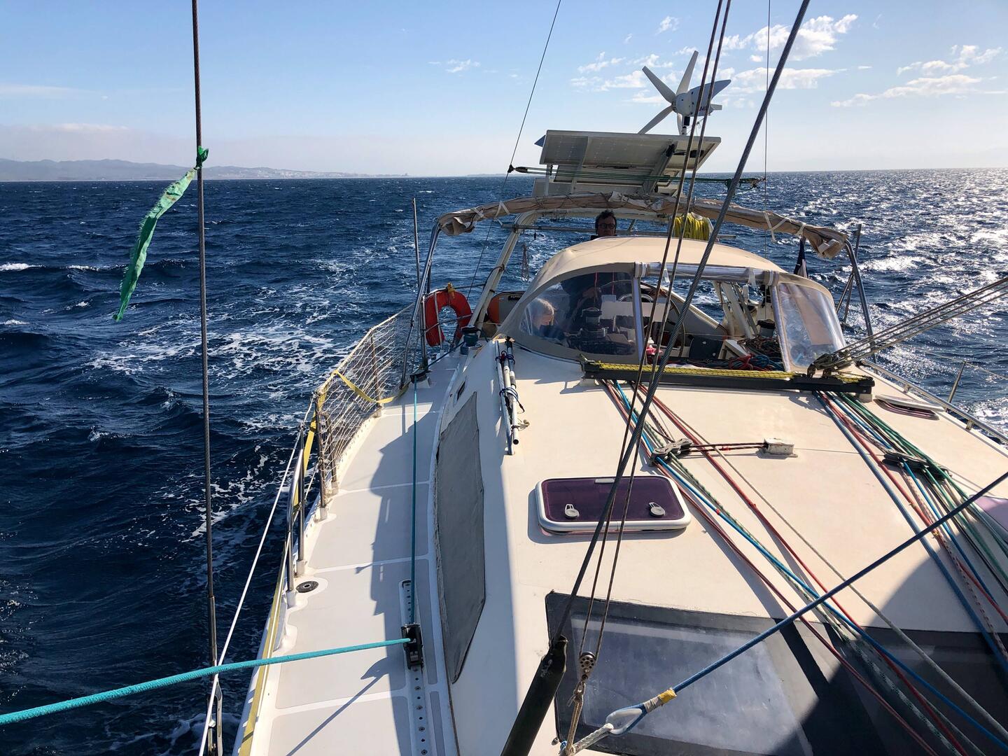 Great sailing conditions to go West. Left Gibraltar early morning