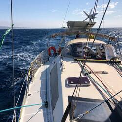Great sailing conditions to go West. Left Gibraltar early morning