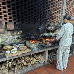 The kitchen, with a wood fired hob