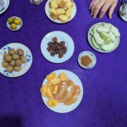 pomelo, jack fruit, Logan fruit, fresh and dried, cake and guava