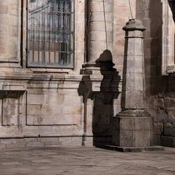 The shadow pilgrim, created when the streetlight hits this post in the evening.