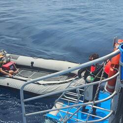 One of 2 tenders attached to our dive boat.