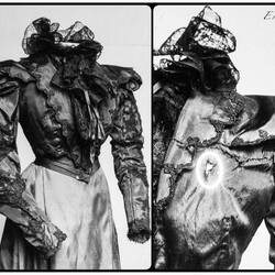 Photos of the dress Sisi was wearing when she was stabbed with a nail file ... Sisi Museum — Vienna.