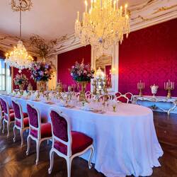 The dining room where the imperial family had Sunday dinner together ... Hofburg, Vienna.