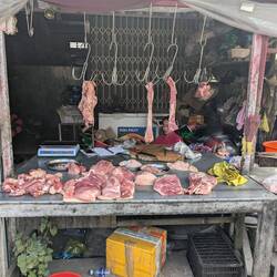 Meat - out in the noonday sun! Yum!