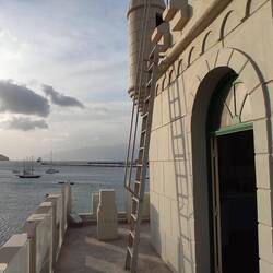 Staircase to upper level. They trust in visitors physical fitness :))