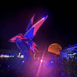A second trip on Guardians Roller coaster so popular you have to book and pay to get on it !!