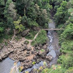 Zu dem Pool und der Brücke