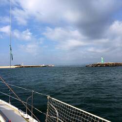 Entering the channel that leads into the lagoon of Faro