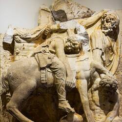 Parthian Monument ... wounded leader of the barbarians is shown collapsed on his horse.