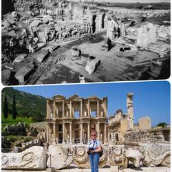 Top: South Gate & Celsus Library (1903) / Bottom: South Gate & Celsus Library (2010).