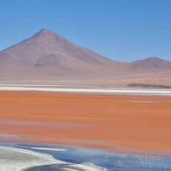Laguna Colorada; die Färbung entsteht durch Algen.