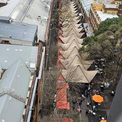 Looking at the market from the bridge