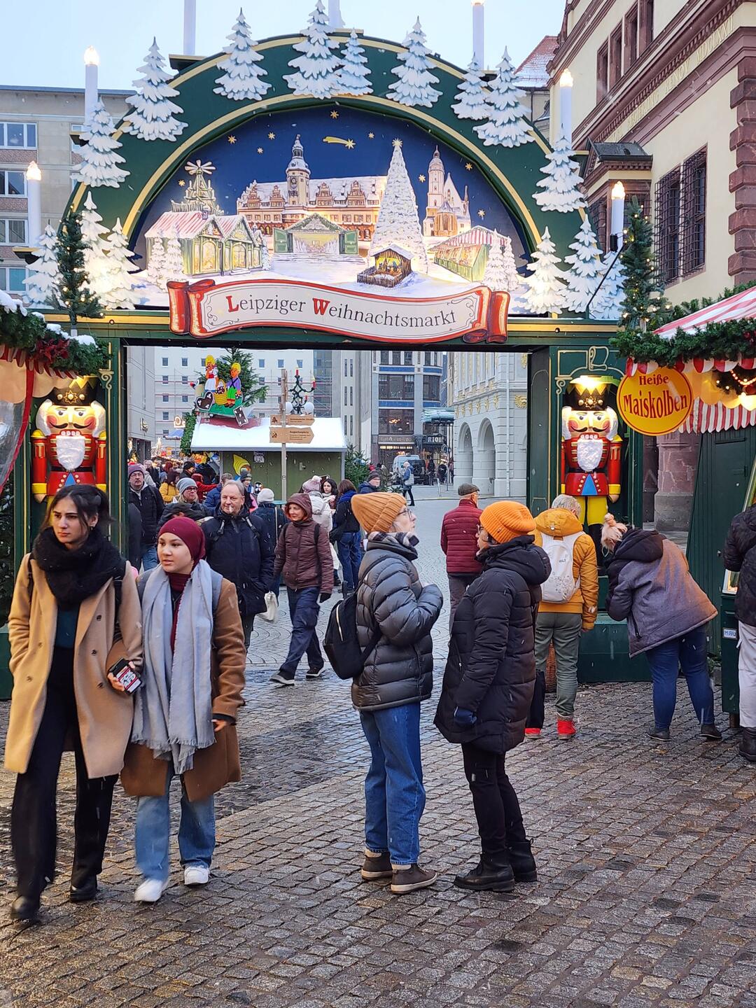 Sylvie and Brigitte discussing the Christmas Markets