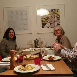 Diana, Angelika, Sylvie and Wal enjoying Spaetzle