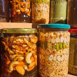 Nuts packed in honey