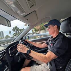 Right hand drive on left hand side of the road