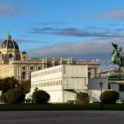 Natural History Museum in the distance; and statue of Archduke Karl, first man to defeat Napoleon.