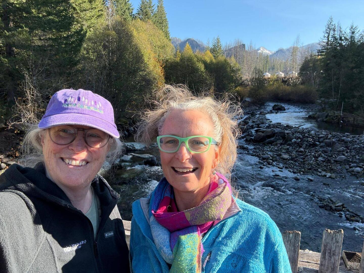 At Breitenbush with Mary..see the snow in the background?