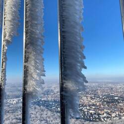 Wind blown Ice flags on the TV Tower lookout