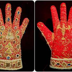 Jewel encrusted gloves made in Palermo prior to 1220 ... Imperial Treasury — Vienna, Austria.