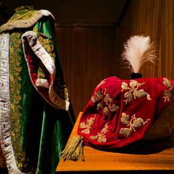 Ceremonial robes of a knight of the Hungarian Order of St Stephen and a calpac.