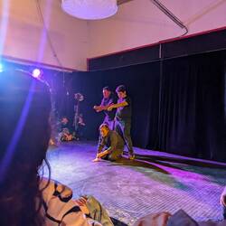 Trying to make sense of it all at an improv show in Spanish