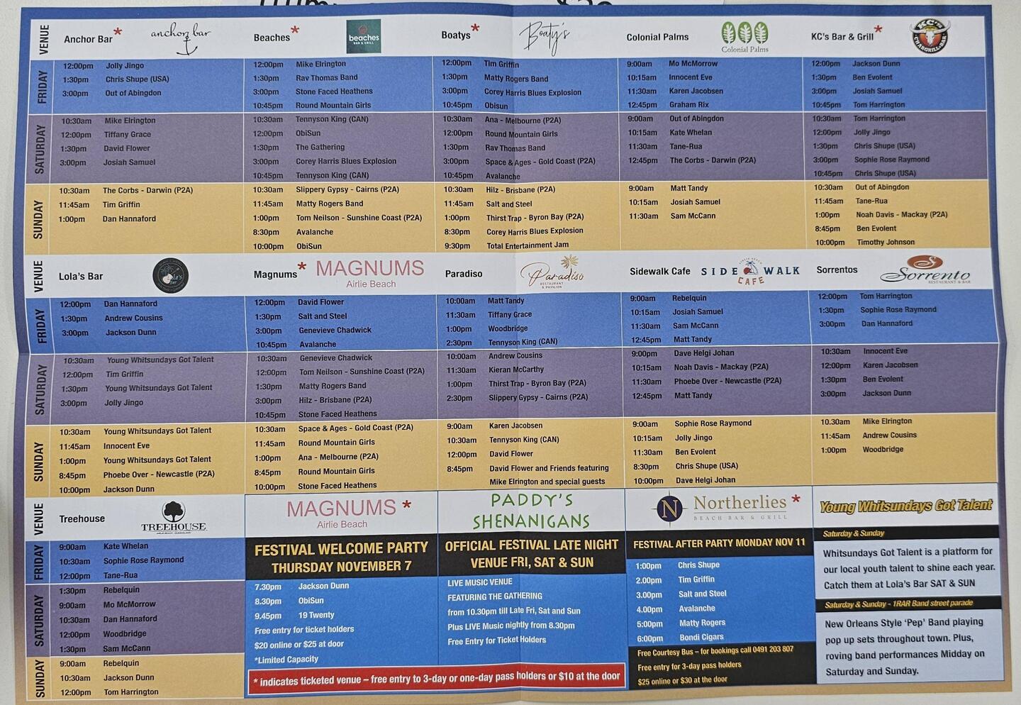 Many of the bars participated in the event and provided a nice schedule.