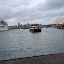 Here's our fairy to Manly, Opera House and a Cruise ship