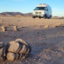 Our campground in the desert, hot during day, freezing at night