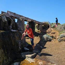 The historic water wheel in Augusta; in need of some repair.