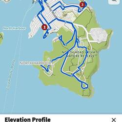 3 and 1/4 hours. We rode 13 1/2 mi through North Head area and back to Manly