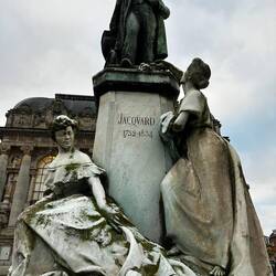 Statue de Jacquard, created a machine to use punched cards for weaving and lace making