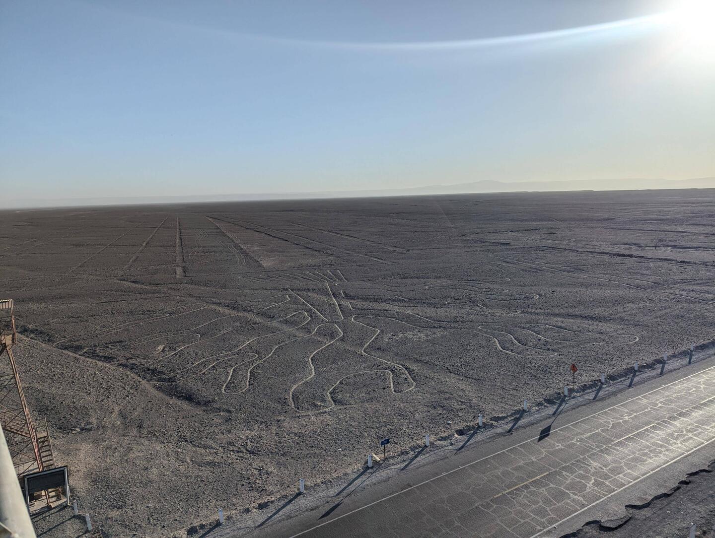 A nazca line from a viewing tower.