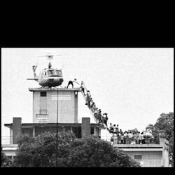 The Fall of Saigon in April 1975; the building where the last evacuees left by helicopter