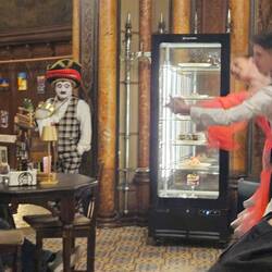 Dance performance and clowning at Caru' cu bere
