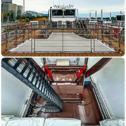 The wheelhouse is lowered into this housing when necessary for passage under a bridge — Rinda.