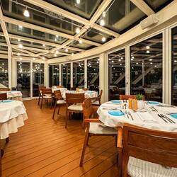 Aquavit terrace overlooking Rinda's bow ... on the upper deck.