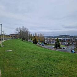 We chose the grassy embankment above Merry Hill to moor on